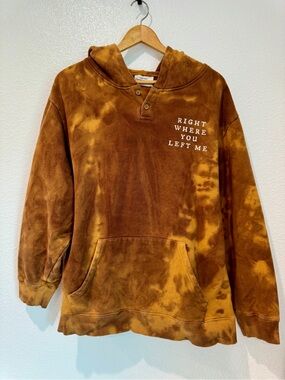 Taylor Swift Evermore Right Where You Left Me Brown Hoodie Henley Rare L